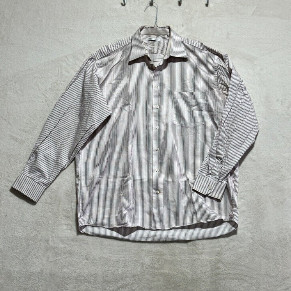 Jack Lipson Signature Shirt Long Sleeve White Striped Woven in Italy Mens 17L